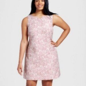 Victoria Beckham Women Plus size 2X Pink Jacquard Paisley Lined Dress Party